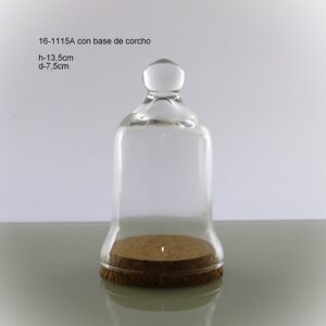 16-1115A-CUPULA DE CRISTAL H:13,5 D:7CM-CON BASE DE CORCHO